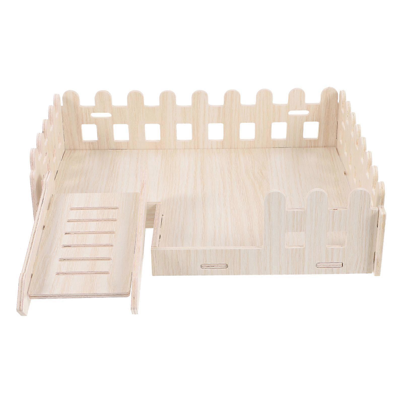 Wooden Hamster Platform Toy for Small Pets Beige Sturdy DIY Climbing Ladder 1 Set