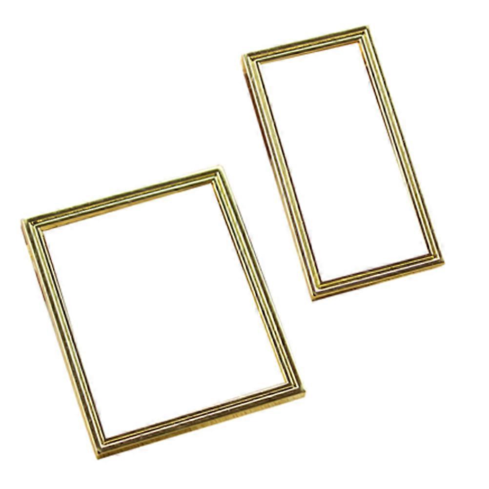 Small Photo Frame 2Pcs Miniature Frames Crafted For Hobbyists And Collectors In Golden Hue Suitable For Photography Props