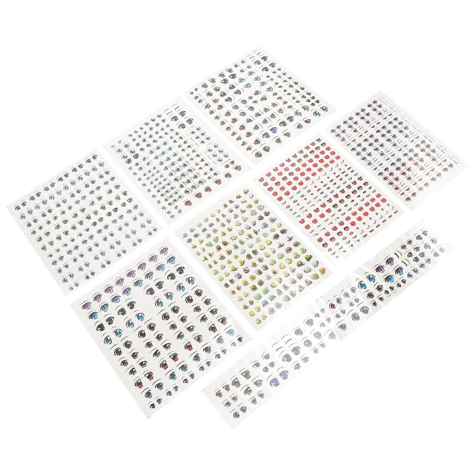 8 Sheets Durable Water Decals for DIY Doll Face Makeup – Cute Figurine Stickers for Creative Doll Projects