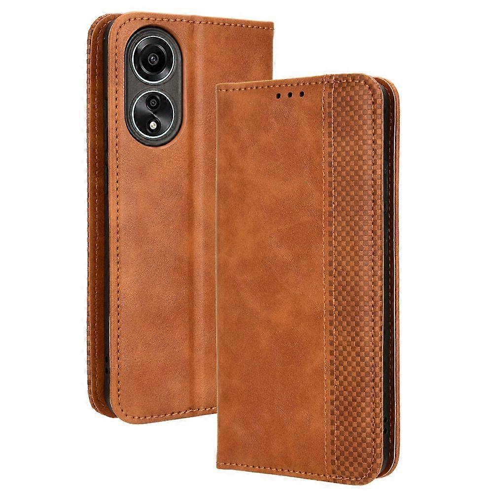 حالة OPPO A58 4G إغلاق مغناطيسي نمط عتيق غطاء محفظة جلد PU مع فتحات بطاقة متوافقة مع OPPO A58 4G