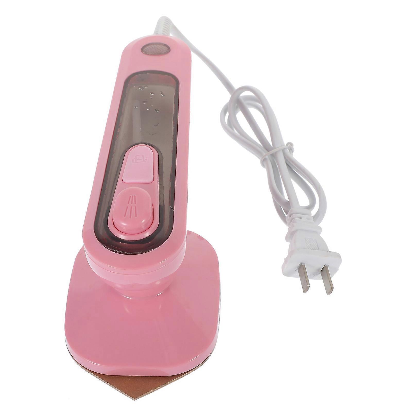 Portable Electric Steamer for Travel Pink Handheld Iron with ABS Alloy Material Plug