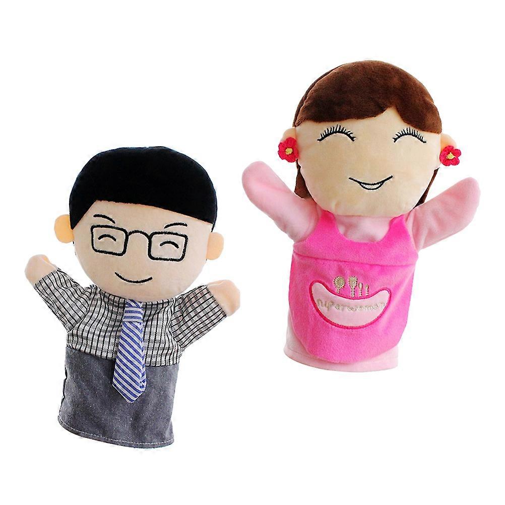 2pcs Family Member Puppets Cloth Plush Hand Dolls Educational Stuffed Toys