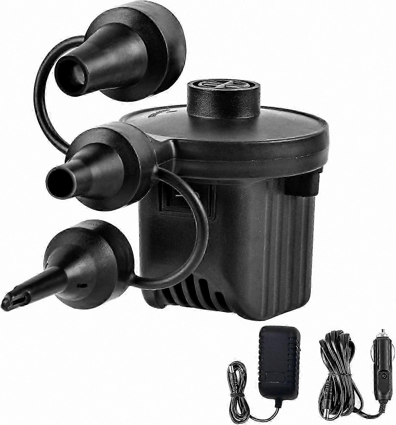 Portable Electric Air Pump with 3 Nozzles for Air Mattress, Pool Floats, Inflatable SUP, Camping Gear, Quick Inflate and Deflate Function for Outdoor 