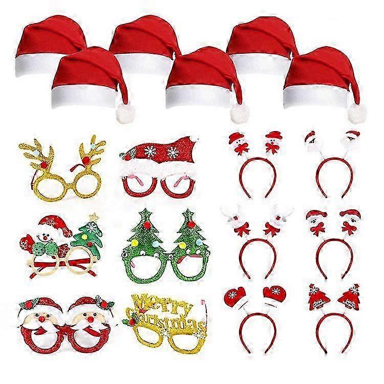 18PCS Christmas Headbands And Glasses Frames Set