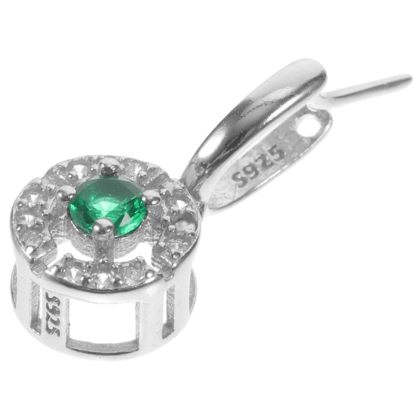 Sterling Silver Pendant Clasp Connector with Crystal Accent for Jewelry Making – Easy Clip for DIY Charm Necklaces and Accessories