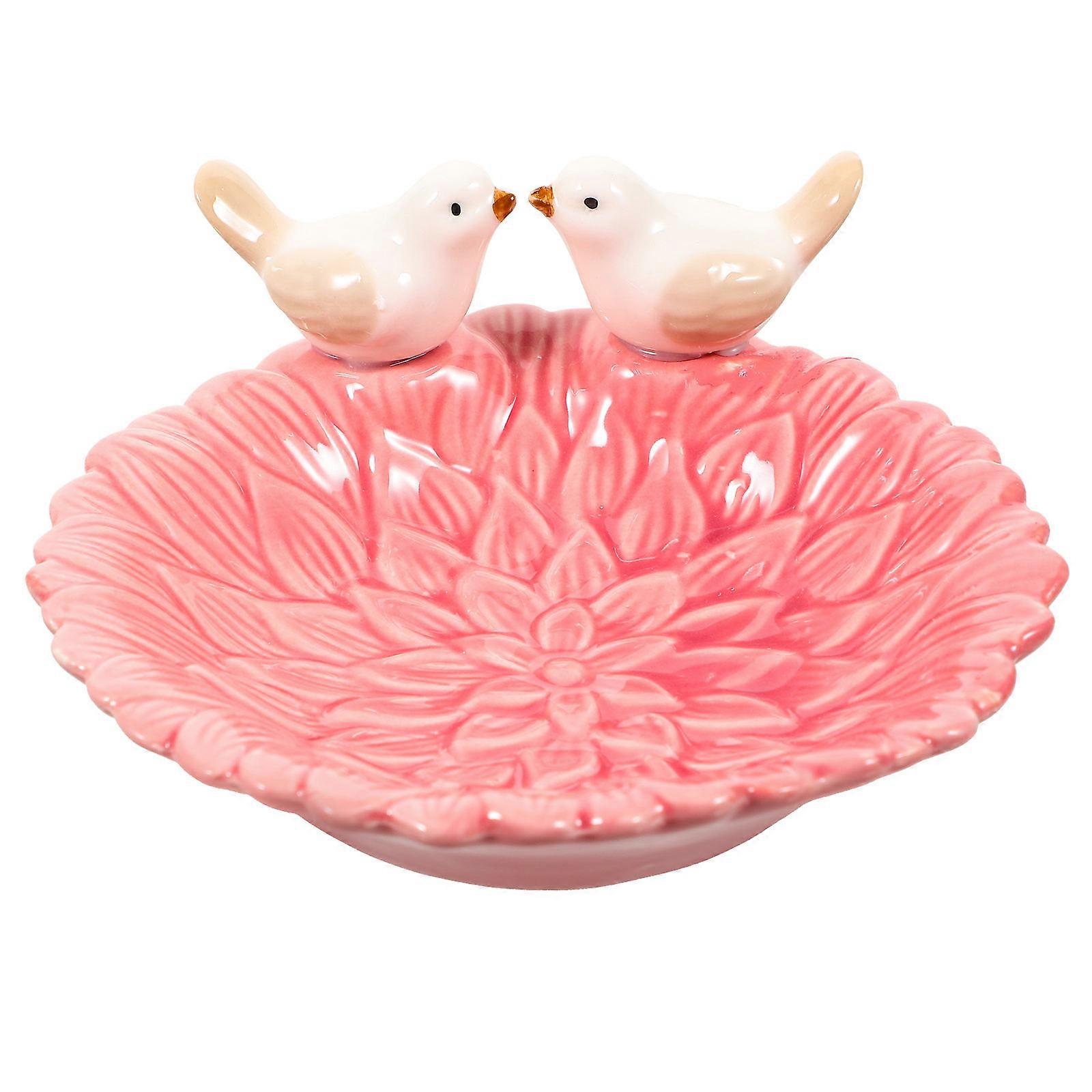 Pink Ceramic Jewelry Tray for Storage with Elegant Design and Multiple Functions 7 Inch