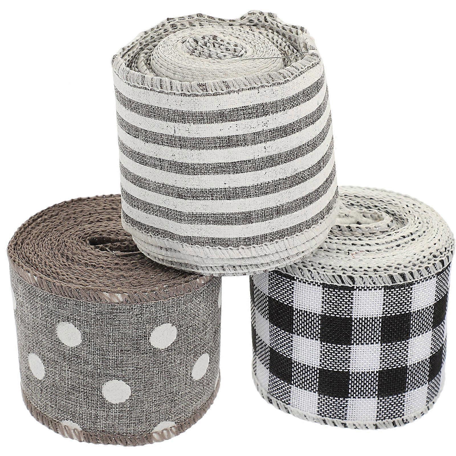 3 Rolls Christmas Theme Wired Decorative Ribbon for Crafts, Wrapping, and DIY Projects – Durable, Easy to Use with Unique Patterns for Holiday and