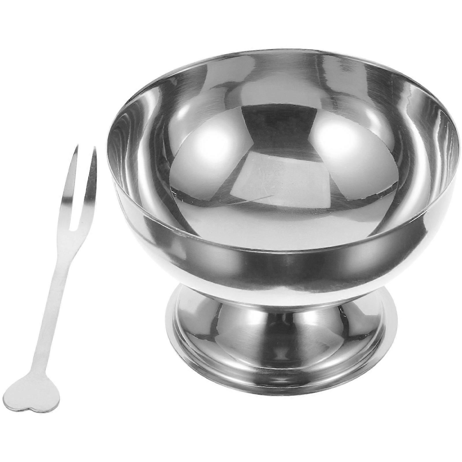 Thickened Stainless Steel Ice Cream Holder Dessert Container Multi Purpose Bowl for , Puddings, Salads – Small Silver – Home & Restaurant Use