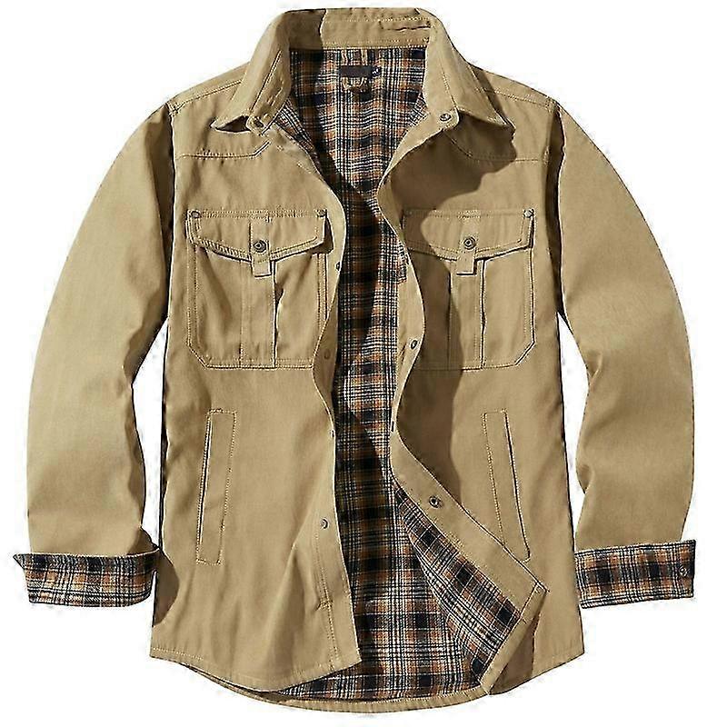 2025 Men's Shirt Jacket Shacket with Flannel Lined Casual Snap Button Overshirt