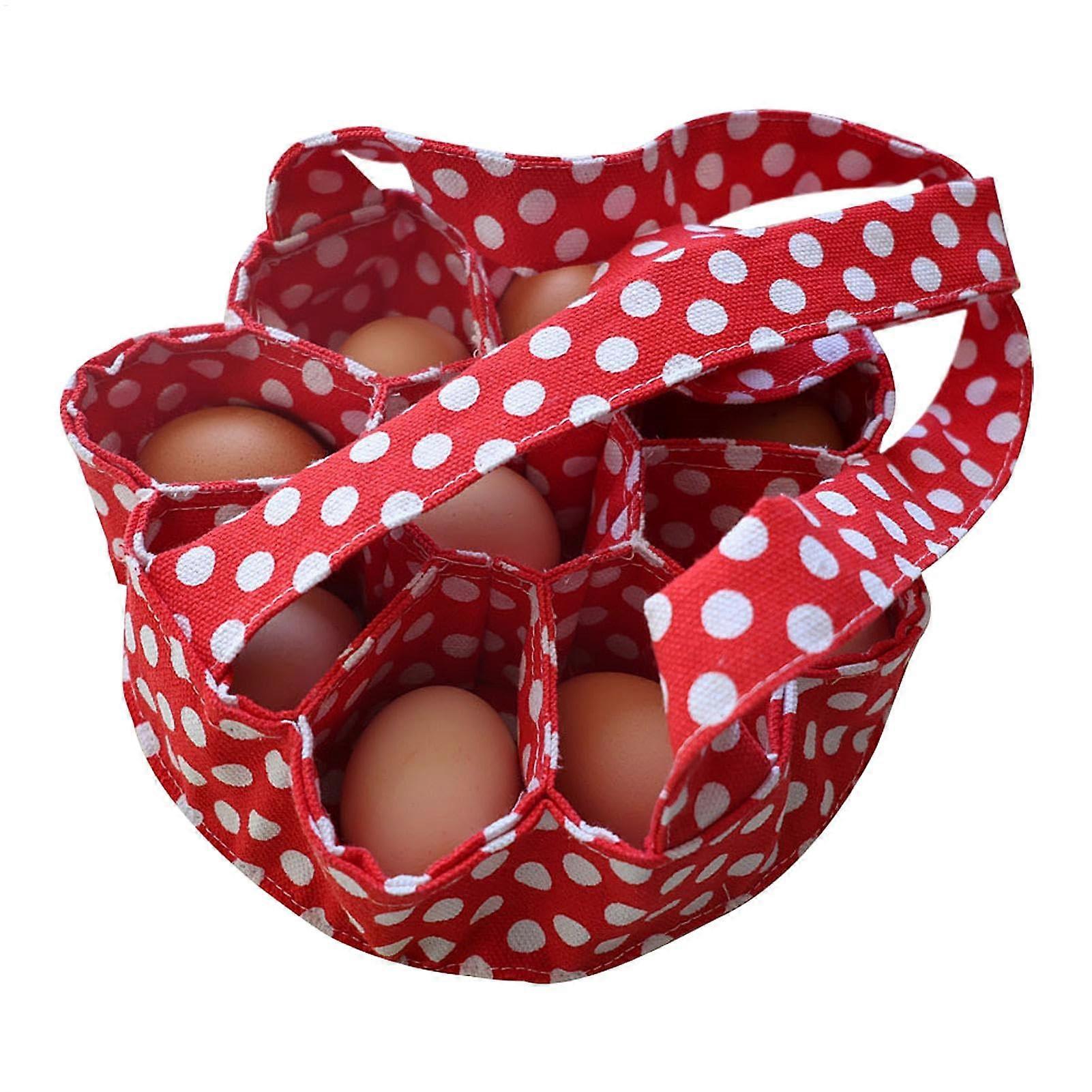 Chicken Egg Basket With 9 Pouches, Portable Red Egg Collector For Chicken, Poultry, Duck Eggs, Family And Garden Farm