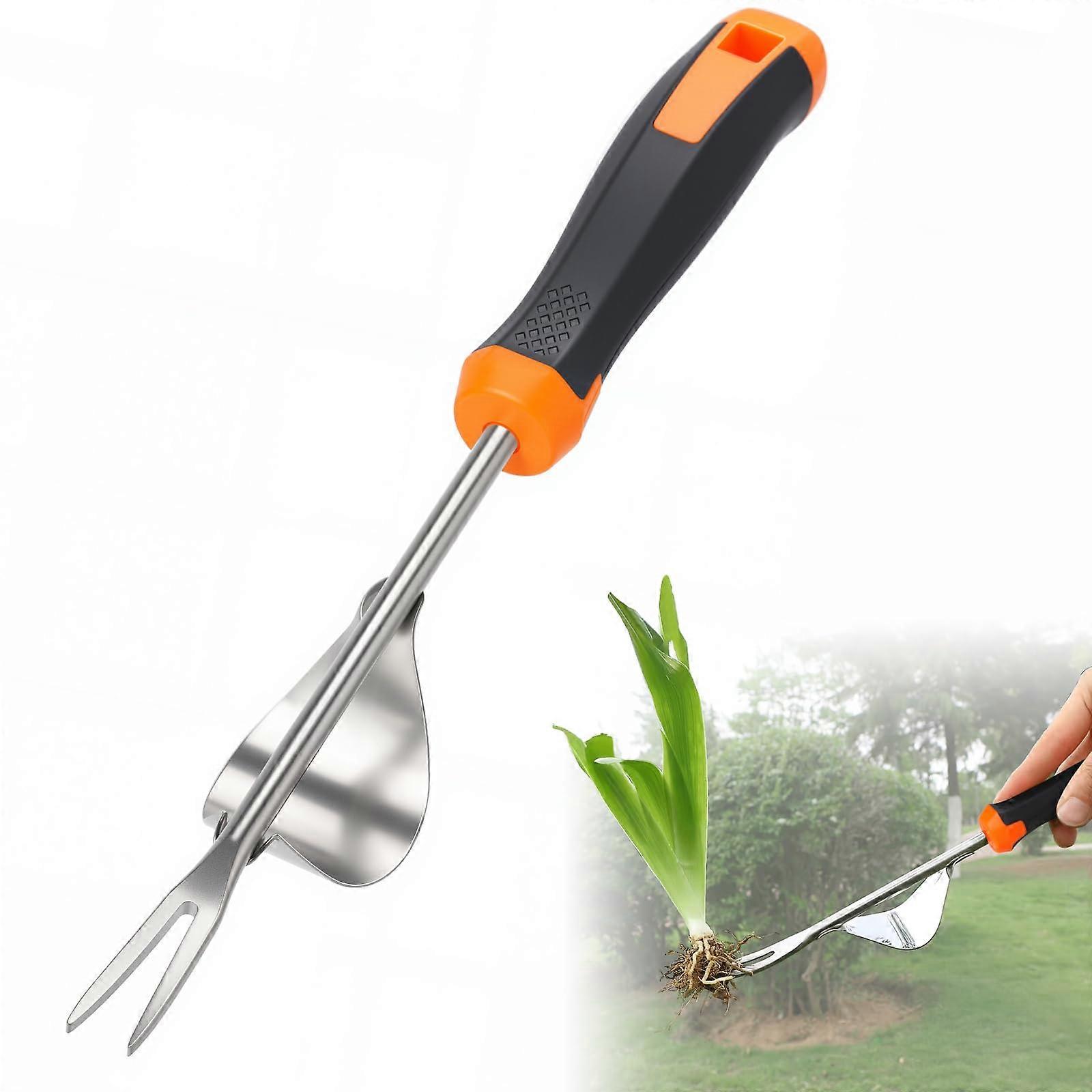 Stainless Steel Weed Cutter With Handle Weed Remover Garden Tool Root Weeder Weed Fork Digging Transplanting Uprooting