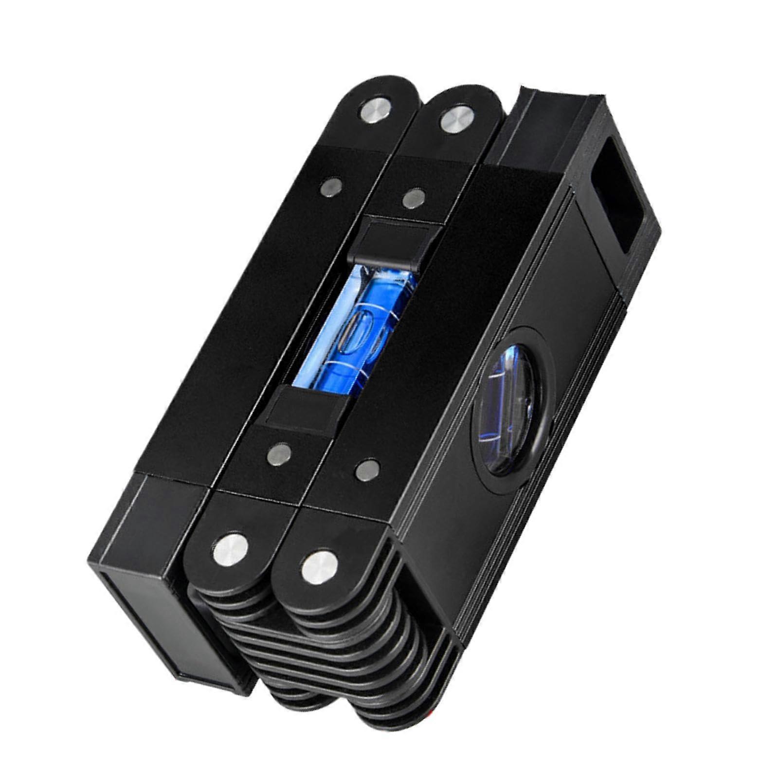 Foldable Spirit Level Aluminium Alloy Collapsible Measuring Tool Portable Leveling In Any Position Home Decoration Black