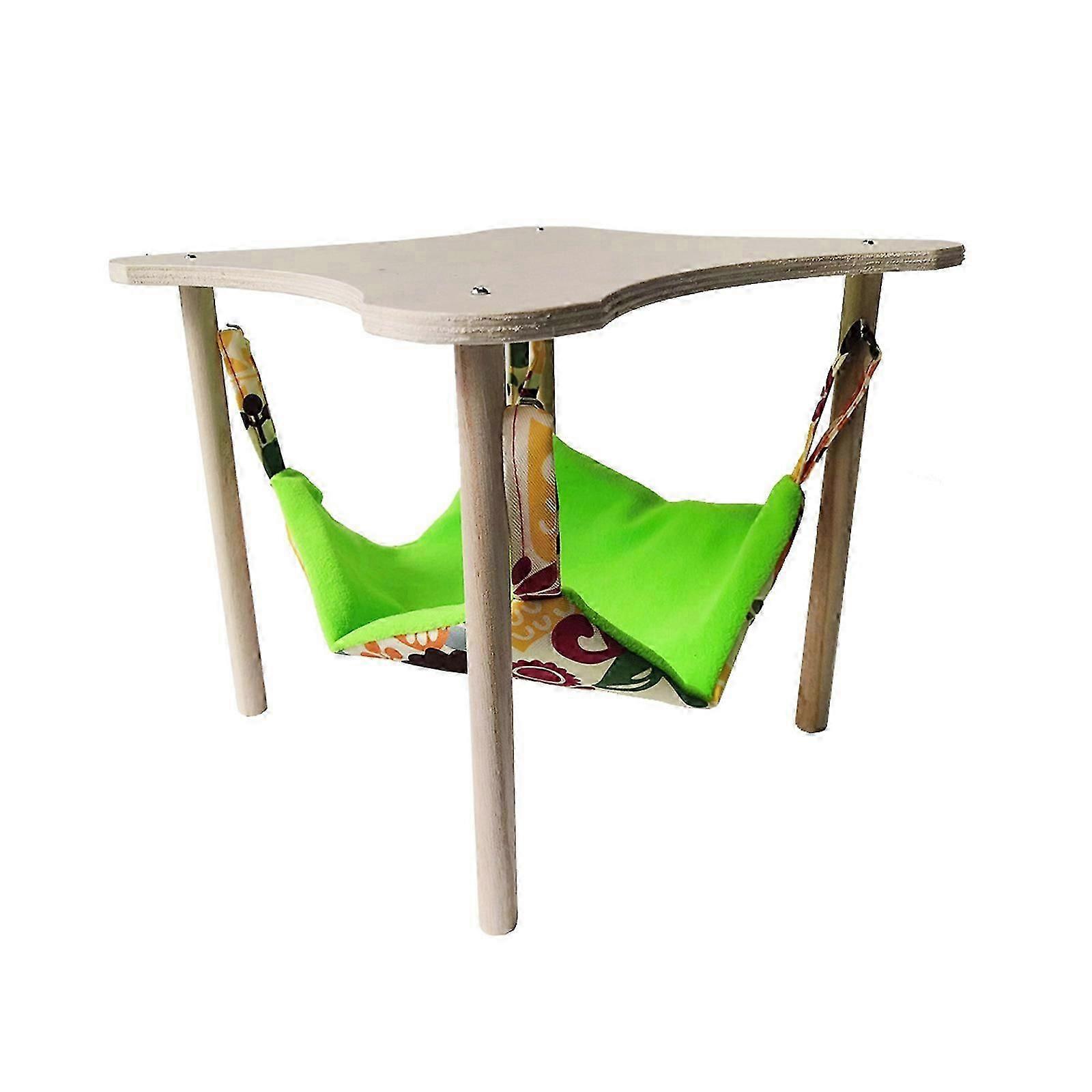 Parrots Swing Hammock Hanging Bed with Wood Platform Small Animal Hammock Comfortable Hanging Bed Hamsters Rest Bed  S