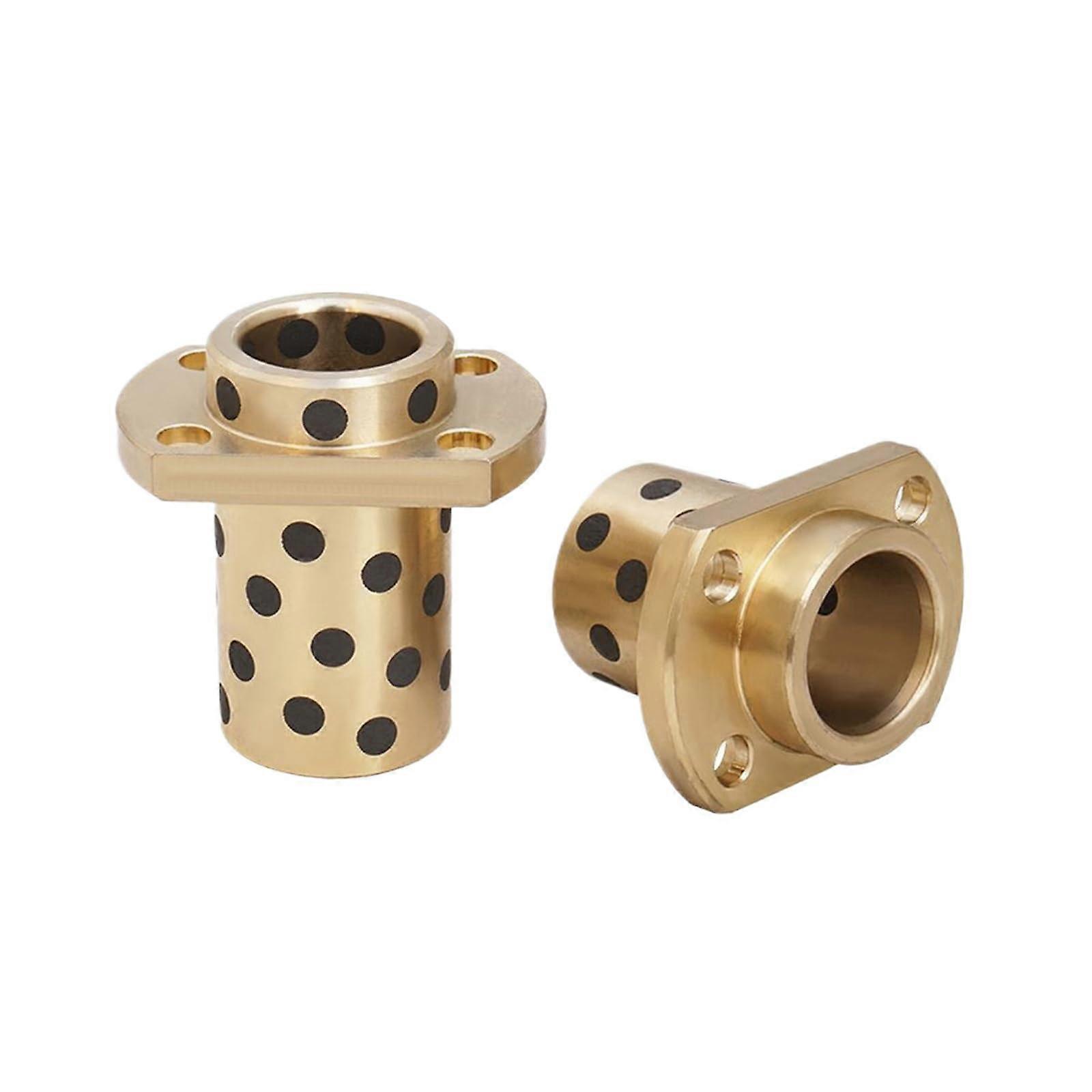 Self-Lubricating Graphite Brass Flange Bearing With Mounting Hole, Inner Dia 25mm, Outer Dia 33mm, Length 30-60mm