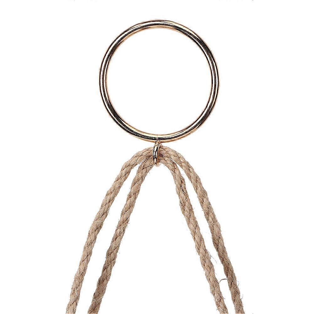 Single Layer Wood Wall Storage Rack with Hemp Rope, 35x14cm