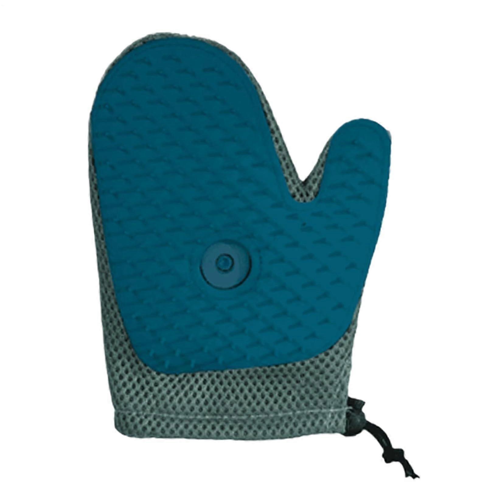 Cat Hair Remover Glove Pet Grooming Glove For Cats And Dogs, Reusable Anti-Static Shedding Mitt Indoor Home Use Blue