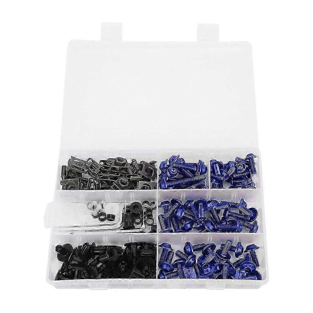 198Pcs/Set Windscreen Fairing Screws M5 M6 Bolts Kit Motorcycle AccessoryBlue