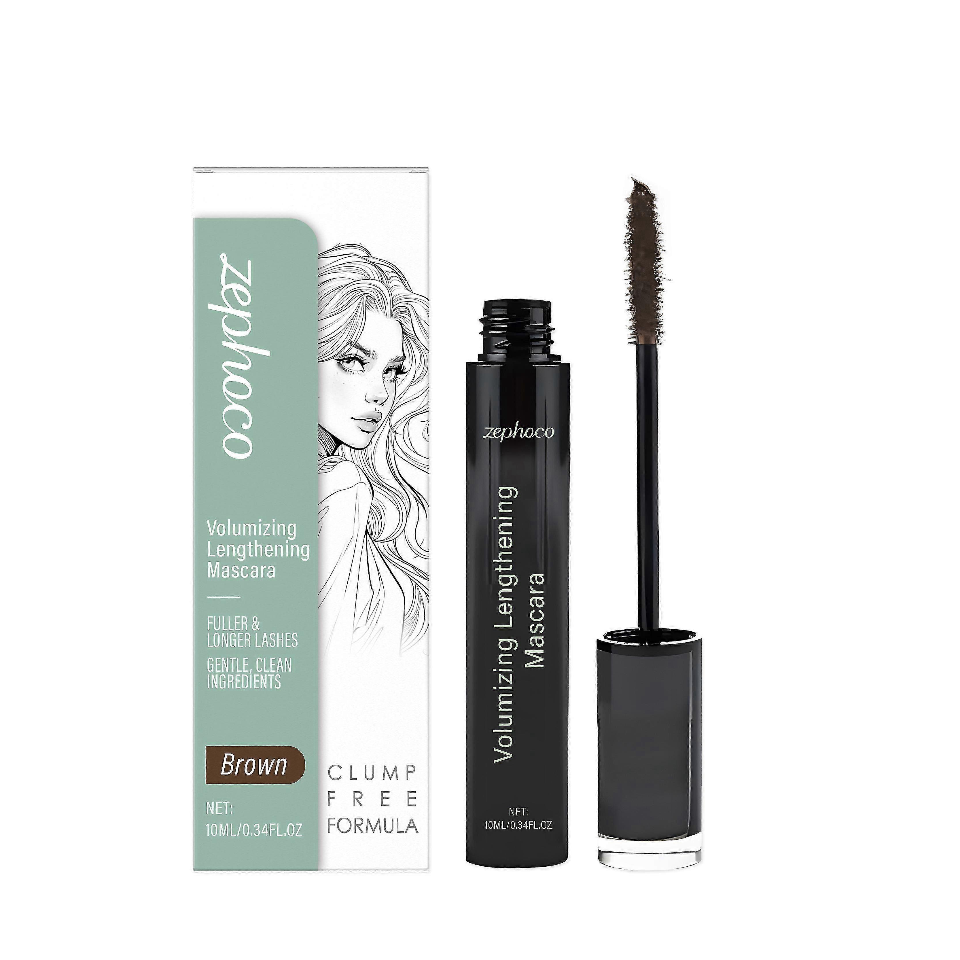 Zephoco brown eye black naturally curls around the eyes, plump, does not take off makeup, does not agglomerate, portable eye black