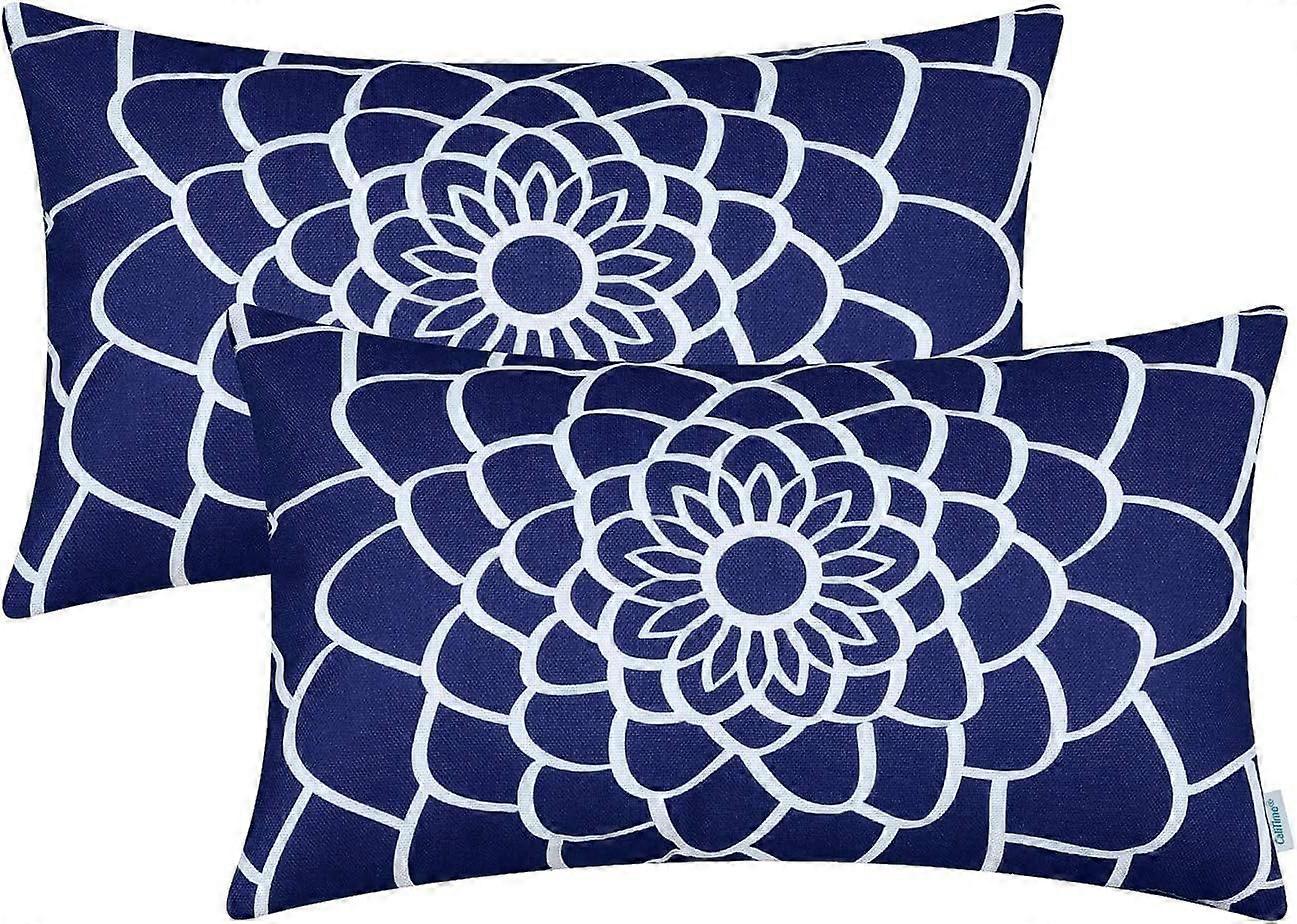 Pack of 2 Soft Canvas Pillow Covers Cases for Couch Sofa Home Decor Dahlia Floral Outline