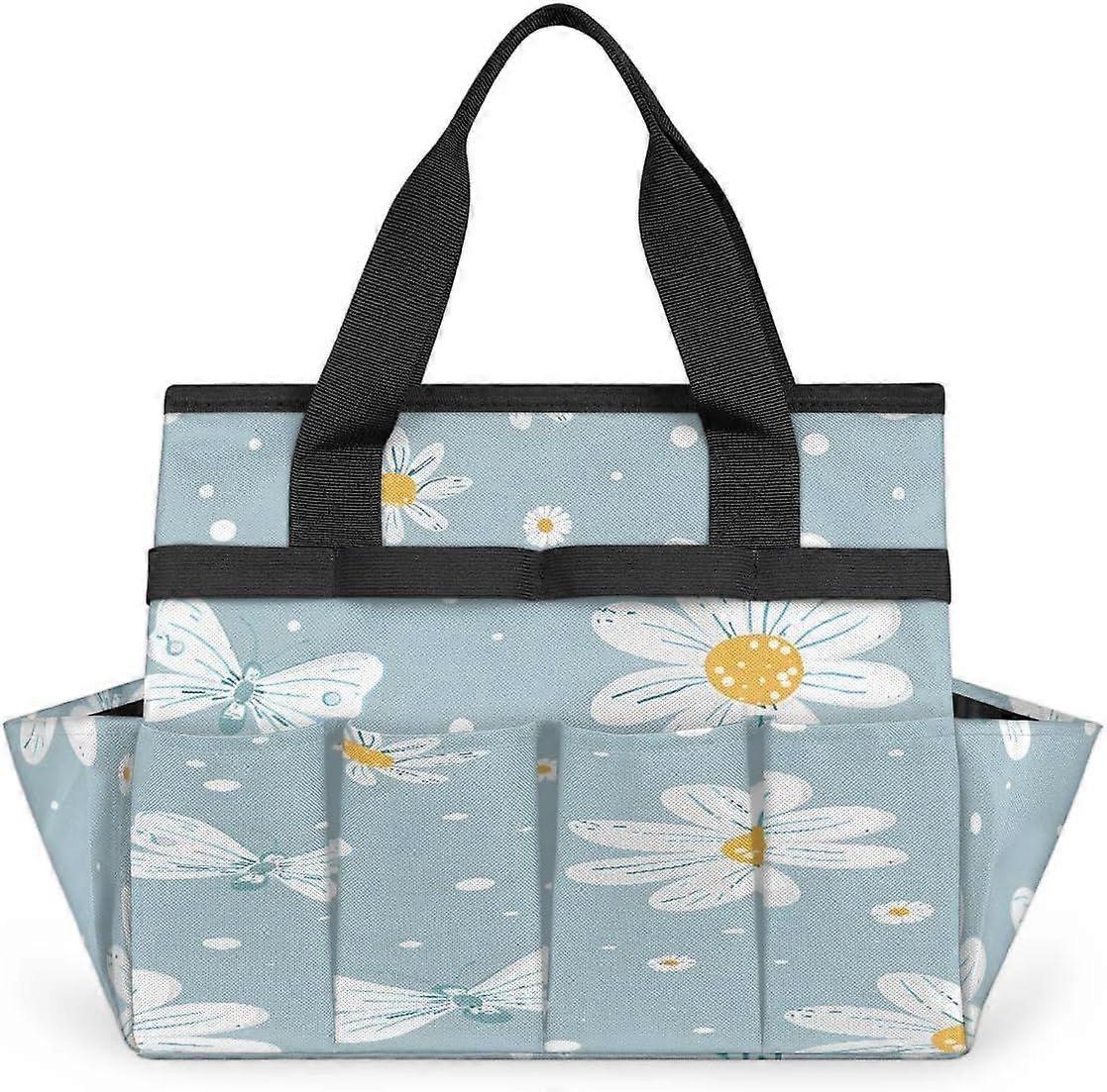 White Flower Butterfly Garden Tool Bag Waterproof Garden Tool Storage Bag Heavy
