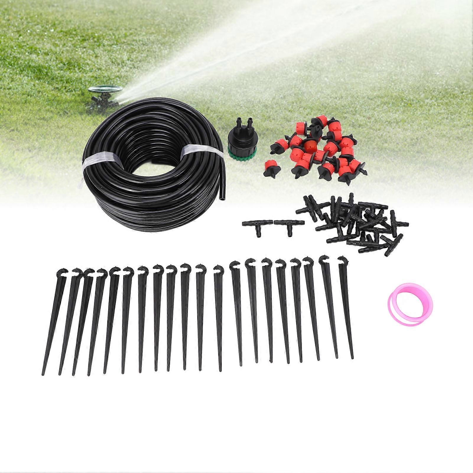 65.6ft Drip Irrigation System Kit with Dual Way Red Cap Emitters