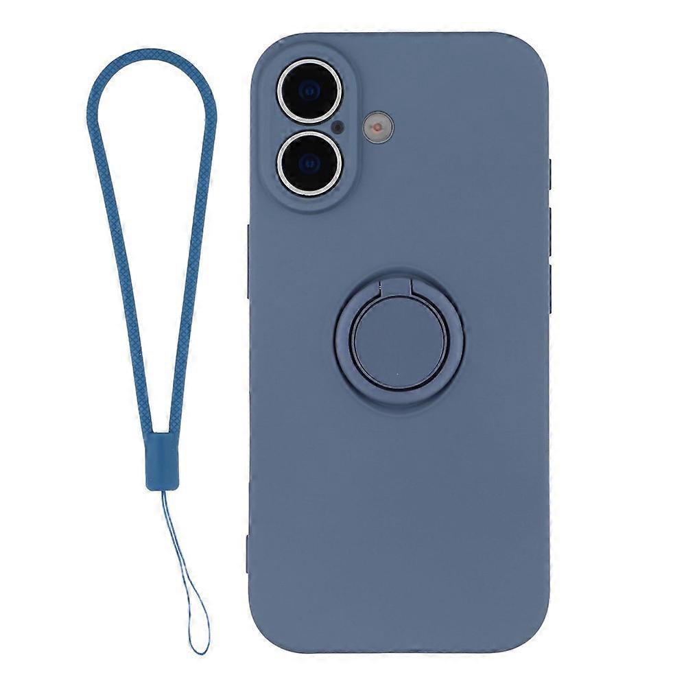 Compatible For iPhone 17 Silicone Case with Strap Ring Kickstand Phone Cover