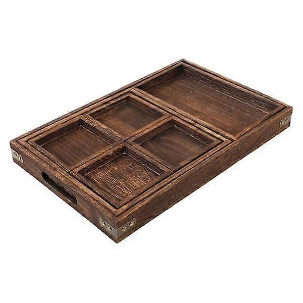 Teetablett aus Holz, lichtbeständig, exquisites rechteckiges Tee-Serviertablett mit Retro-Verstärkung