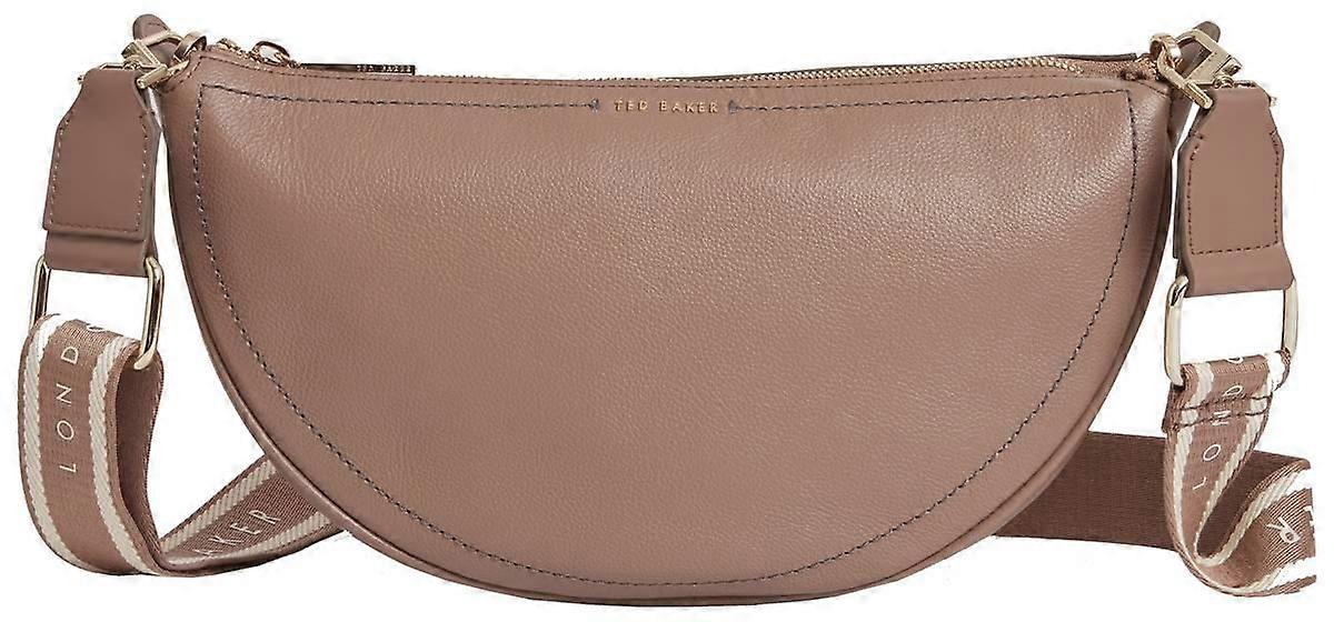 Ted Baker Lorreen Webbing Leather Half Moon Crossbody Bag - Taupe