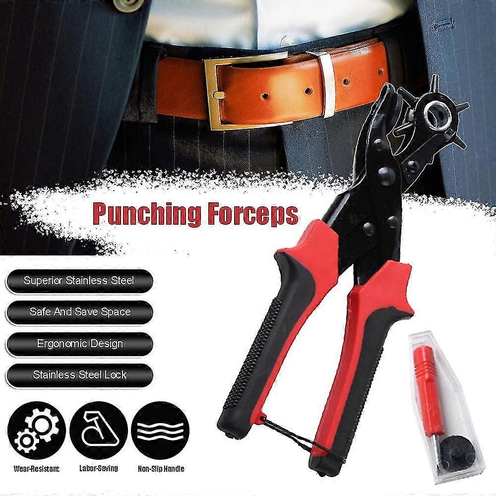 Portable Durable Multi-Function Belt Punch Manual Labor-Saving Round Hole / Elliptical Hole / Flat H