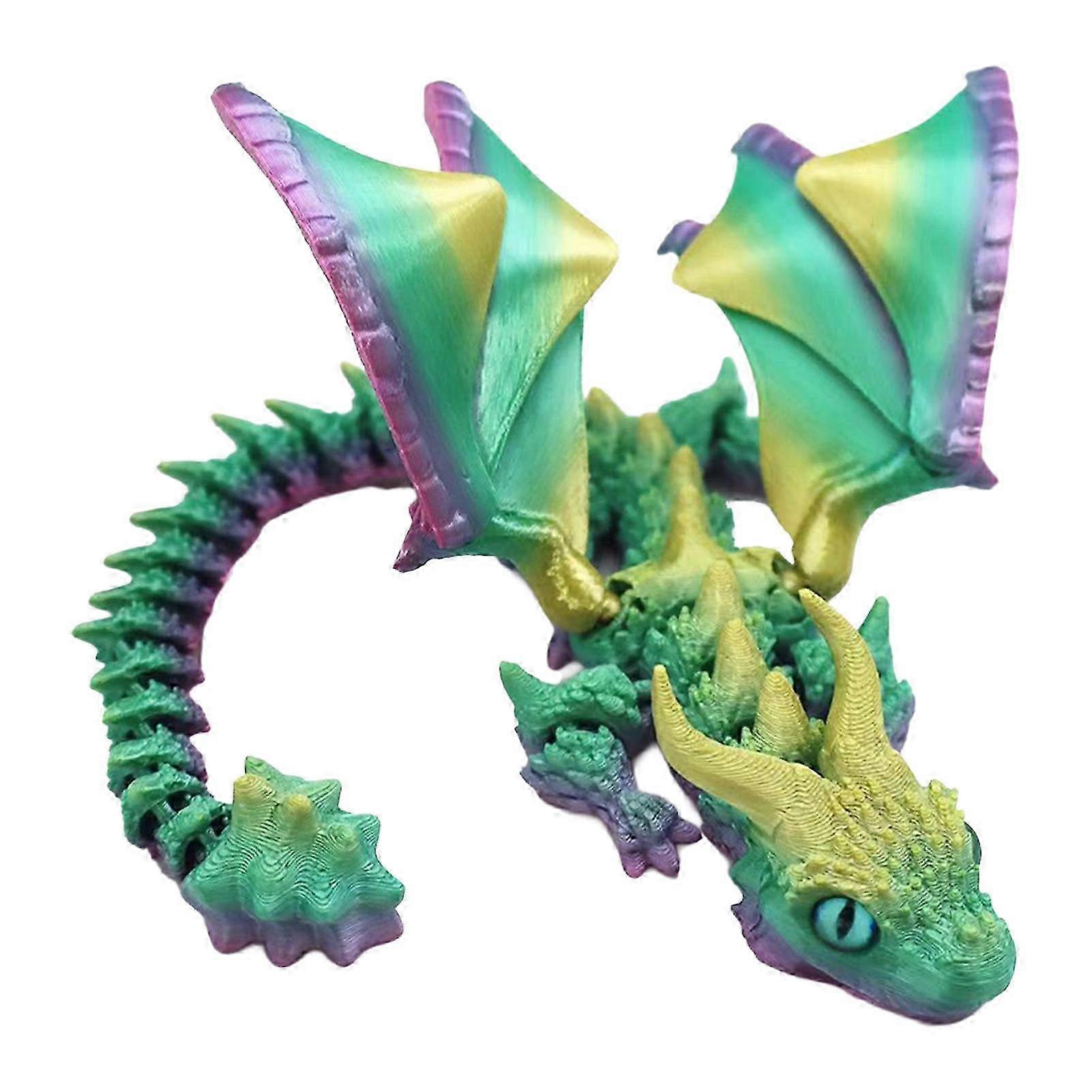 Movable Joints Dragon Model Toys Portable and Lightweight Figurine Ornaments（Candy Rainbow，22cm）