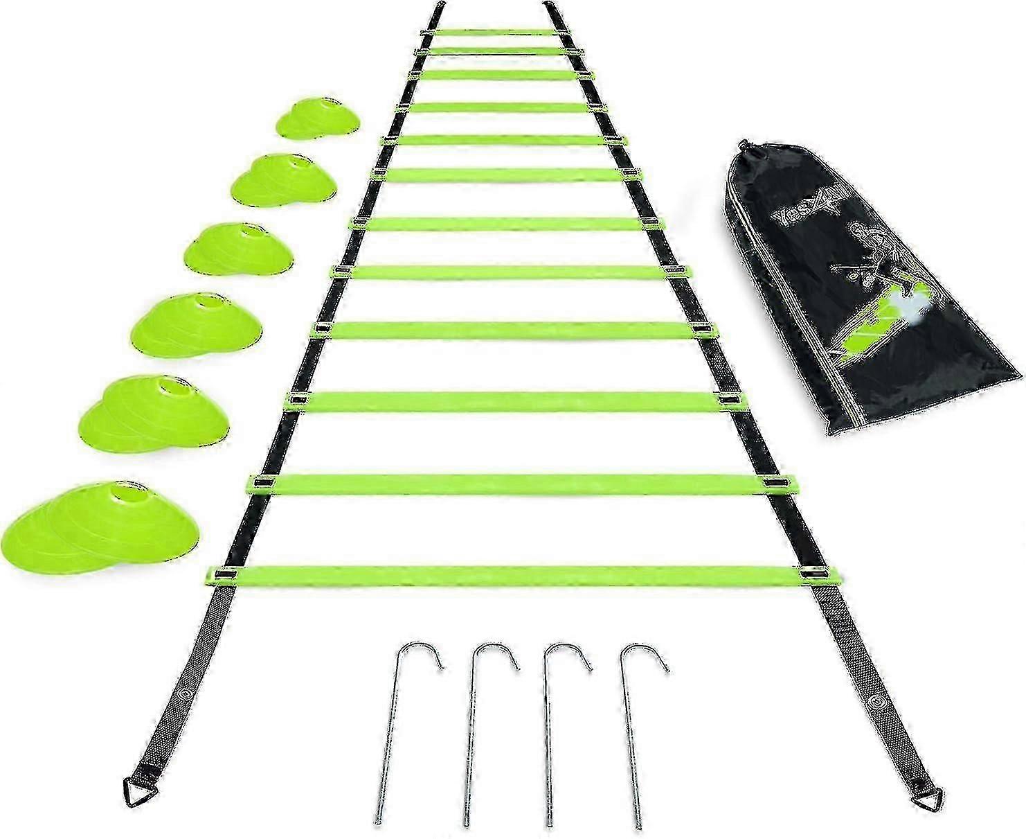 Νέο σετ εκπαίδευσης σκάλας Ultimate Combo Agility, σκάλα ταχύτητας, σκάλα ευκινησίας: 12 ρυθμιζόμενα σκαλοπάτια, 12 κώνοι ευκινησίας &; 4 χαλύβδινα πασσάλους - περιλαμβάνεται τσάντα μεταφοράς