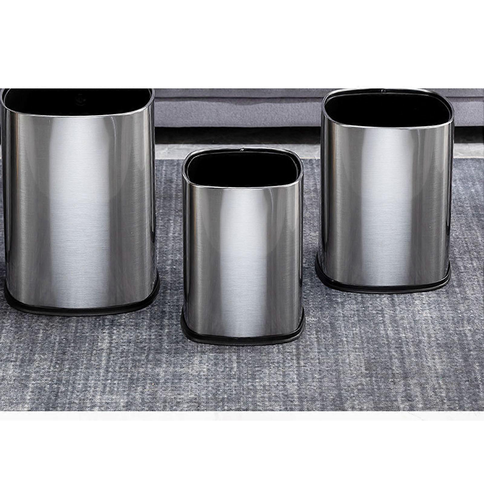 12L Stainless Steel Rectangular Trash Can Dustbin for Kitchen