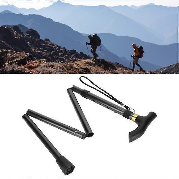 Goo 5-Section Folding Crutch For Adults, Ergonomic, Stable And Lightweight, For Travel And Hiking (Black) 130084