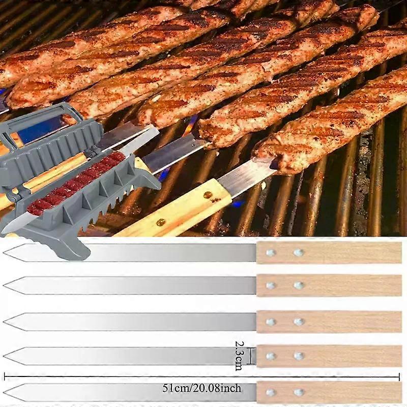 Brede flate grillspyd Rustfritt stål Tyrkisk Adana Flat og Paneer Tikka BBQ Kebabspyd Perfekt for Koobideh Kebab