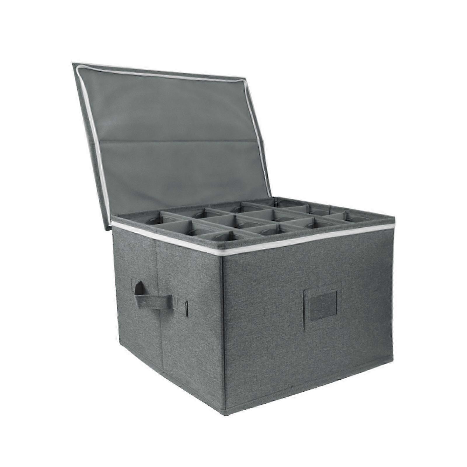 12スロットワイングラス収納オーガナイザー折りたたみ式ハードシェルケース、クリスタルシャンパンレッドの保護仕切り付き