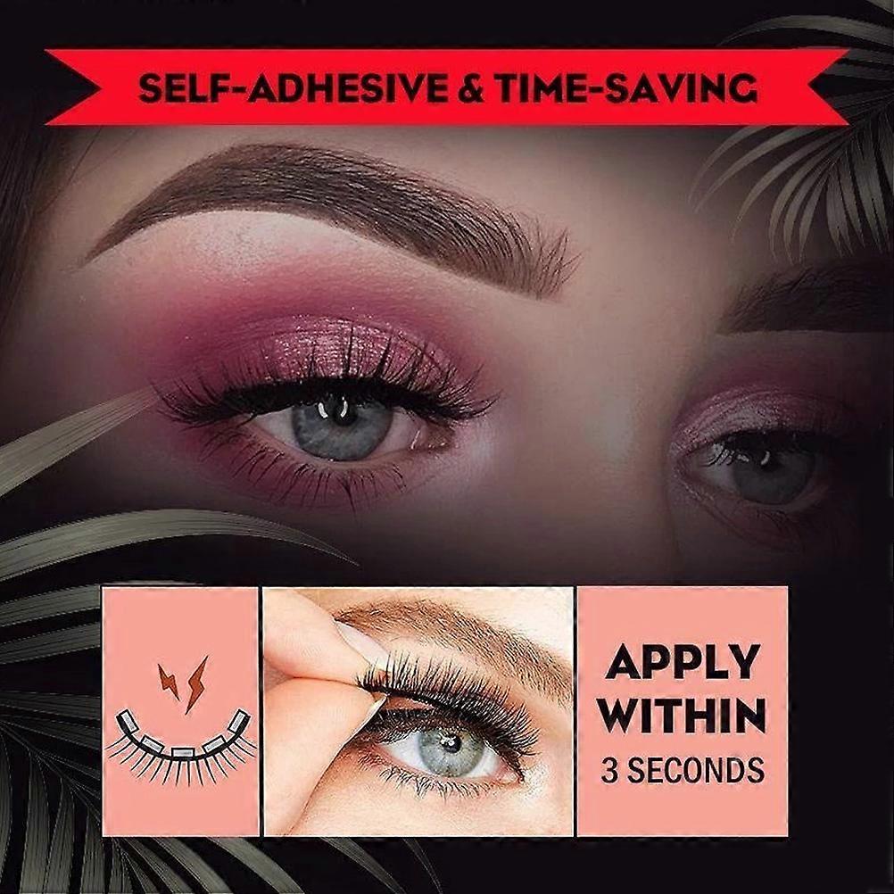 Reusable Black Self Adhesive False Eyelashes Waterproof No Glue