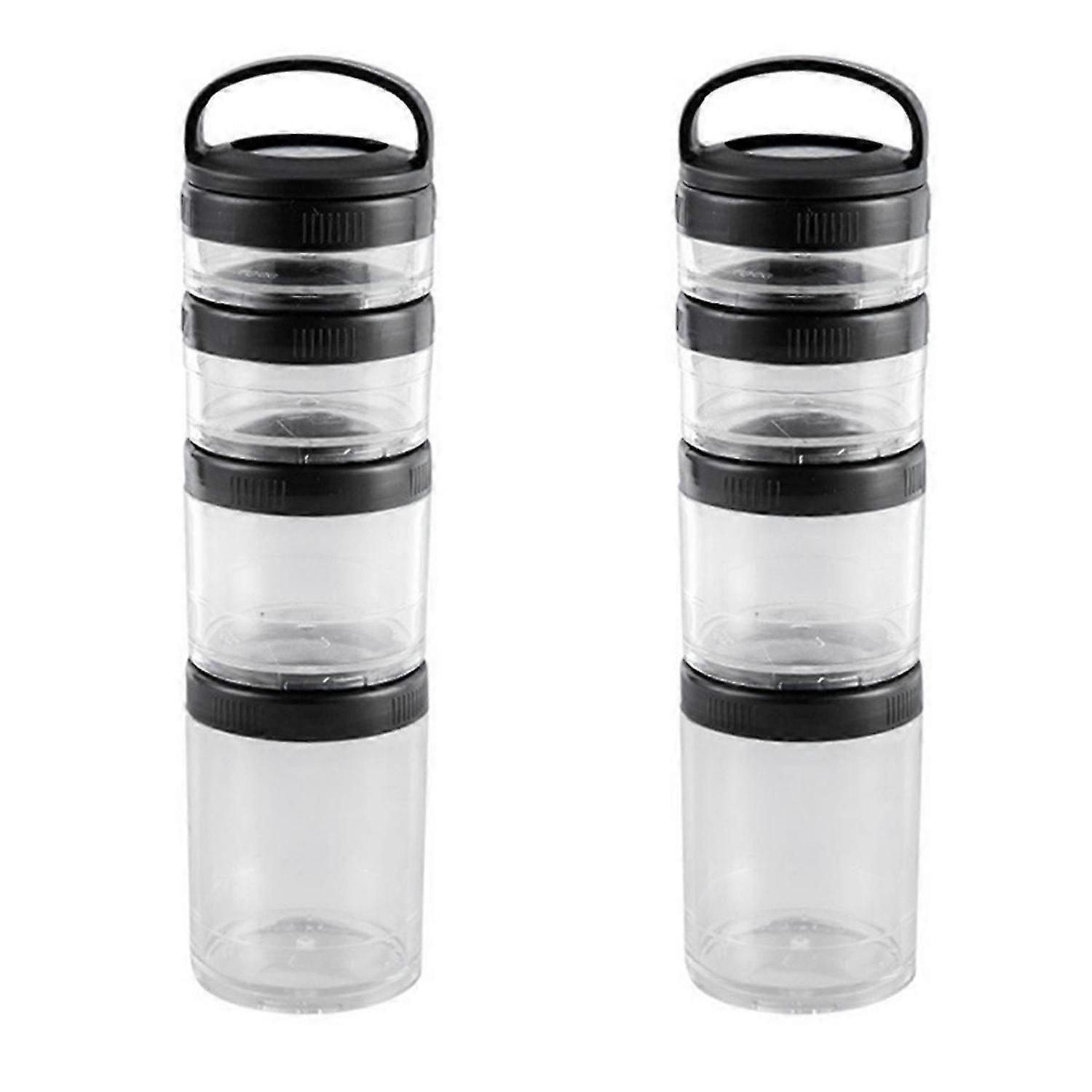 4 Stackable Snack Cups for School and Travel Transparent Black