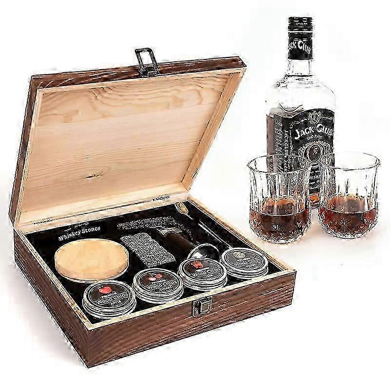 Whiskey Smoker Kit,Natural Wood Box 4 Flavors Wood Chips,Bourbon,Whiskey Smoker Infuser Kit,Old Fashioned Smoker Kit,Gifts for Men, Fathers, Husband