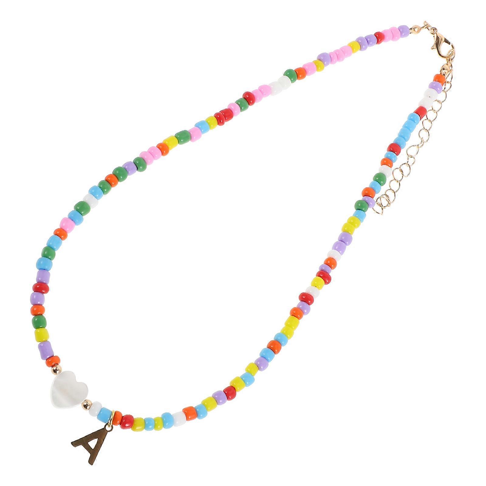 Handmade Letter Necklace Featuring Multicolor Beads for Decoration