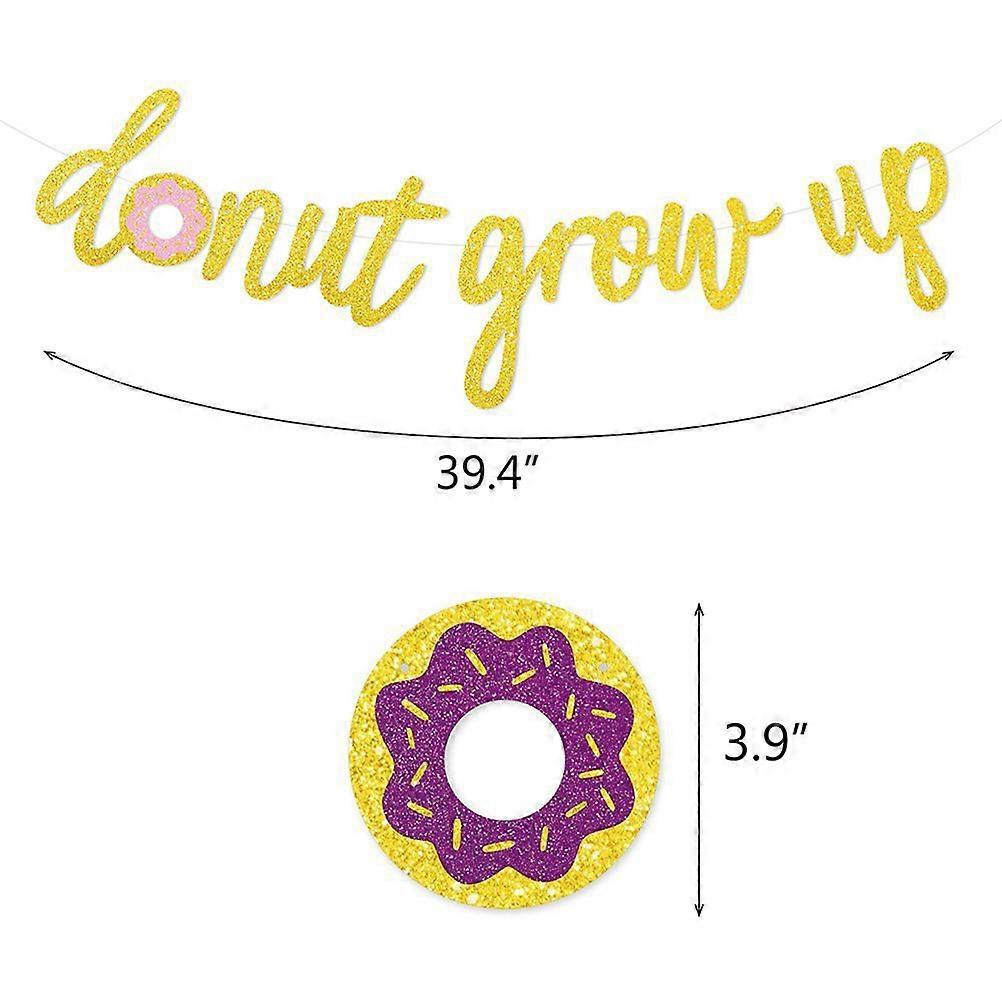 Assorted Color Donut Grow Up Letters Banner for Birthday Party 3Pcs