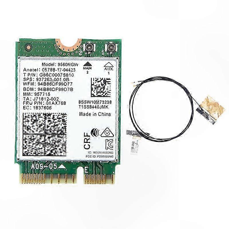 M.2 CNVI WiFi Card 1730Mbps Dual Band 2.4G+5G BT 5.0 Wireless AC Adapter with Antenna 802.11Ac