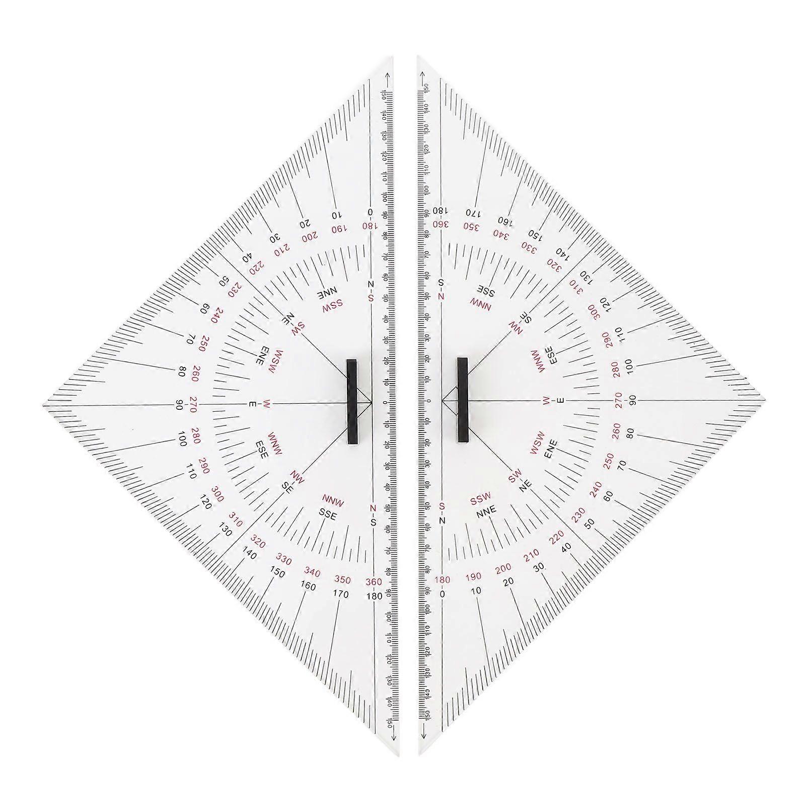 Chart Drawing Triangle Ruler Precise Scale Transparent 300mm Acrylic Easy to Use for Nautical Navigation