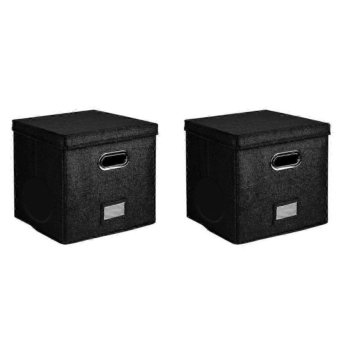 2pcs 12-Inch Vinyl Record Storage Box with Lids Handles Practical LP Record Organizer Boxes for More