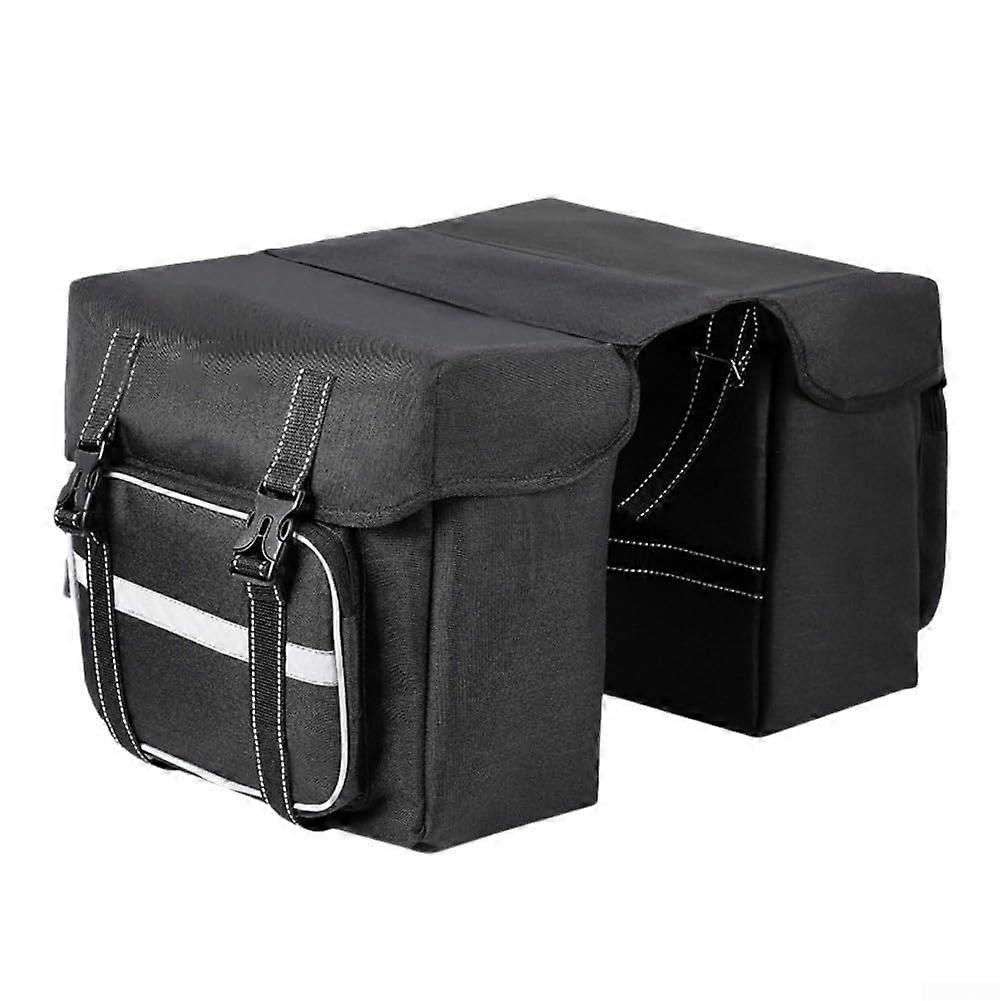 Bicycle Saddle Bag Double Side Pannier For MTB Rear Rack Storage With Reflective Strips And Rain Cover Gray