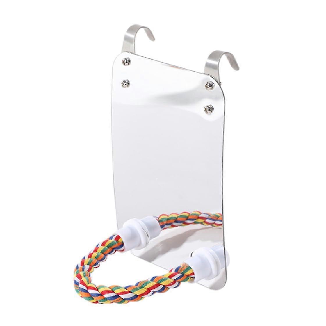Bird Toys Swing Bird Mirror Toy Parrot Mirror Perch Bird Bite Toy With Rope For Budgie Parakeet Cockatiels Lovebird