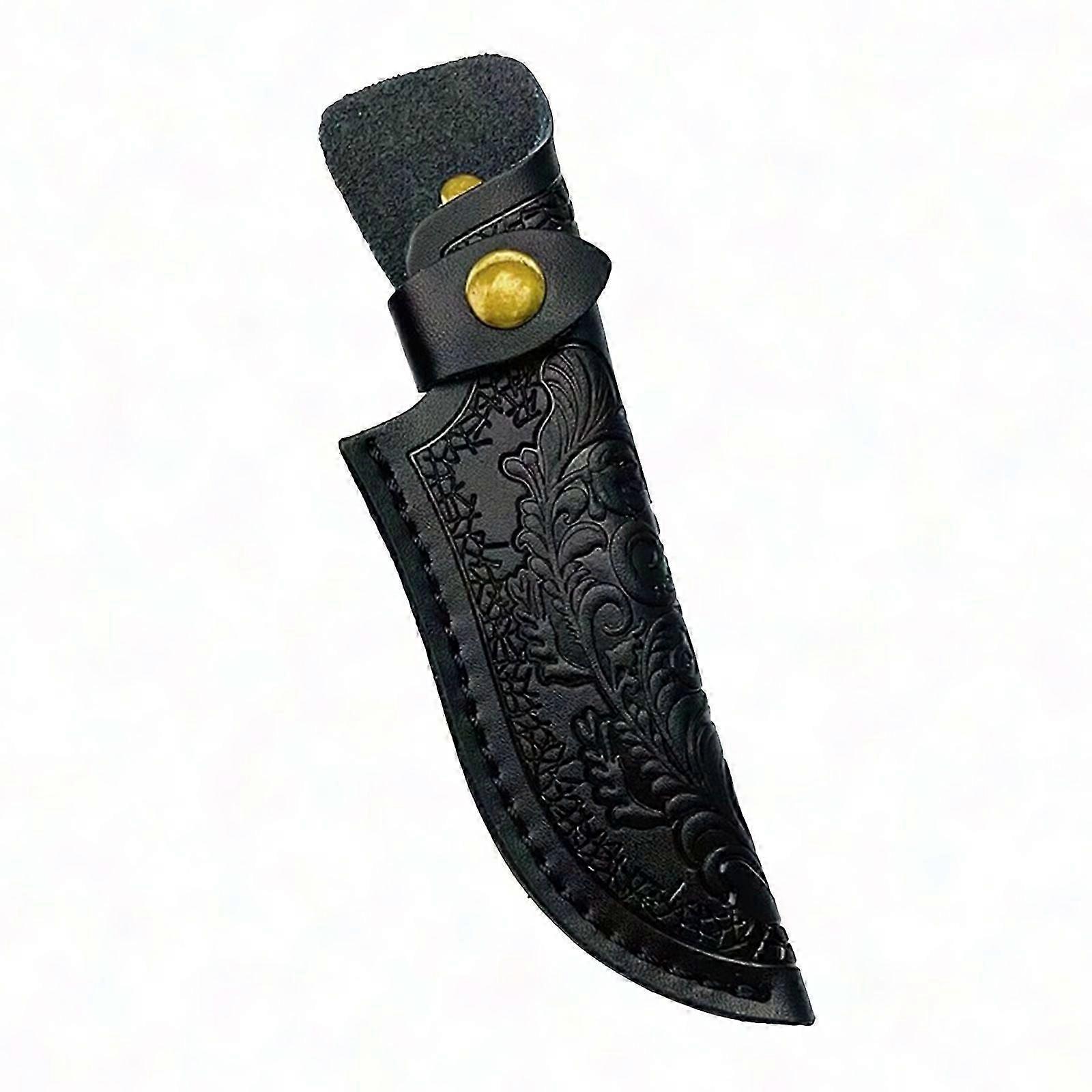 Leather Knife Sheath with Belt Loop - Durable Brown Holster for Straight Blade Storage