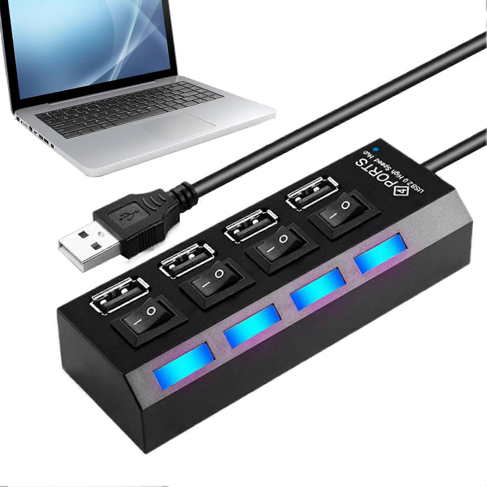 USB C Hub 4Port Data Transfer, AntiSlip USB Adapter With Individual Button, For Travel Home Office Remote Work