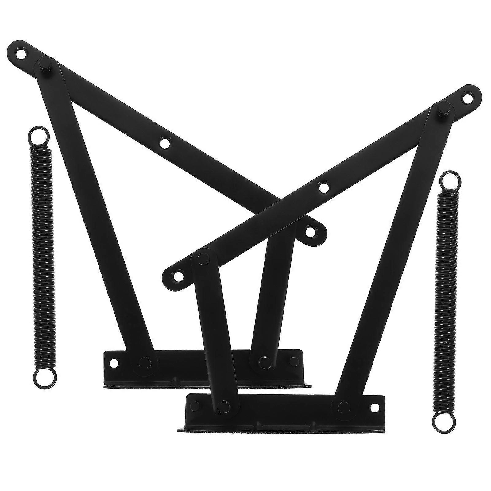 Black Spring Hinge Triangular Foldable Lifting Bracket for Bed 1Set