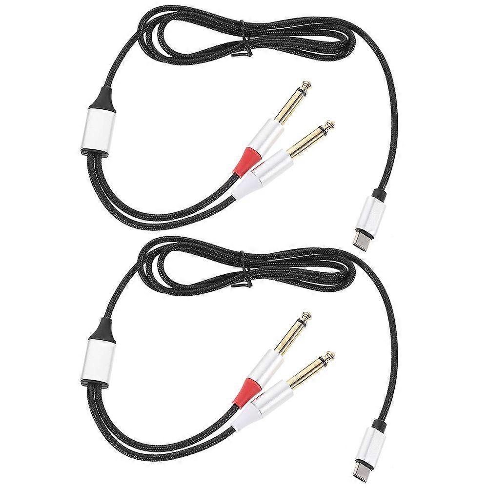 2pcs USB C To 1/4 Audio Cable Type-c To Double 6.35mm Audio Transferring Cable