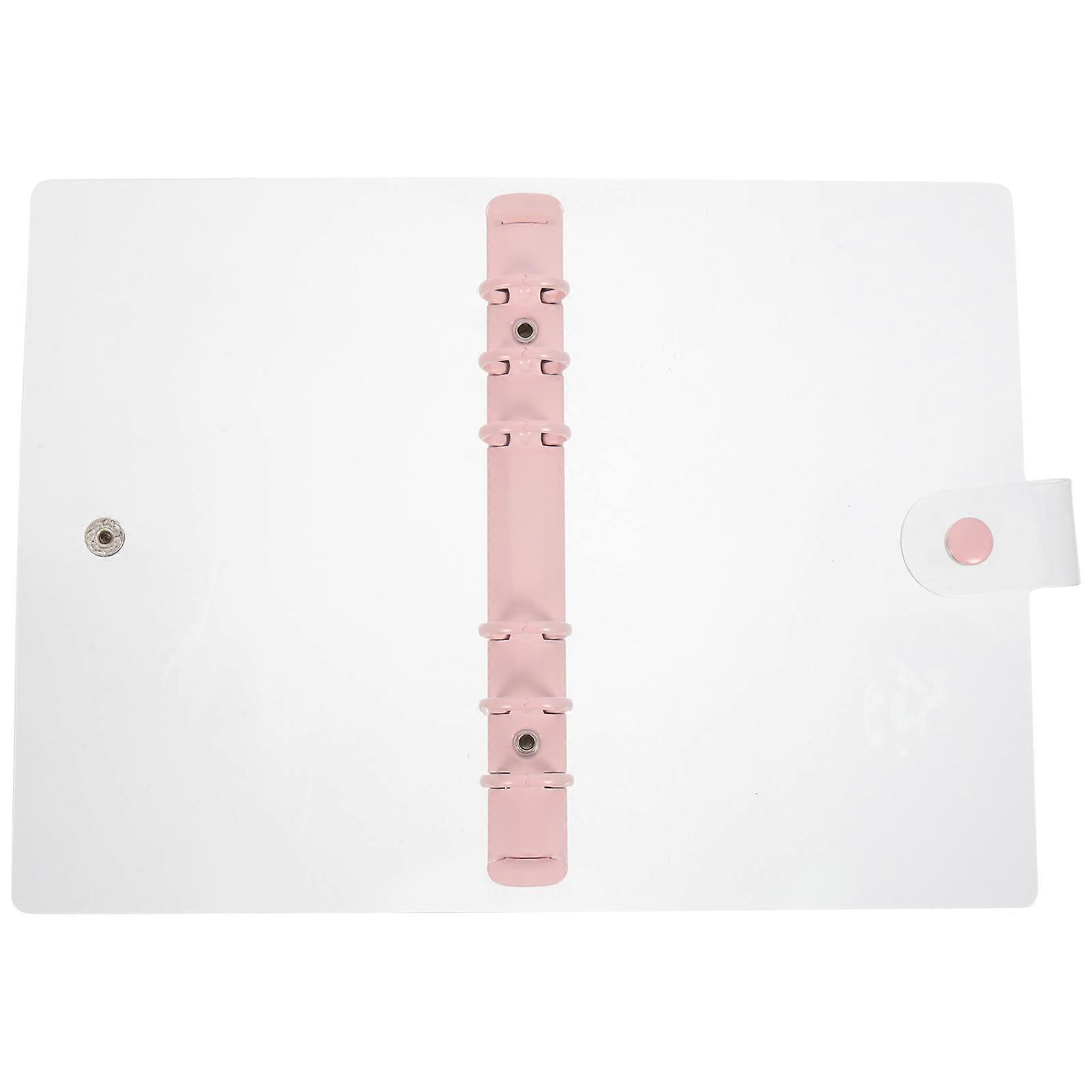 Transparent A6 Binder for Storage Use 2Pcs Pink Notebook Cover